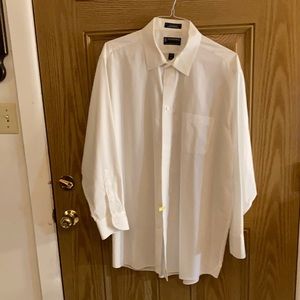 Stanford white long-sleeved cotton dress shirt